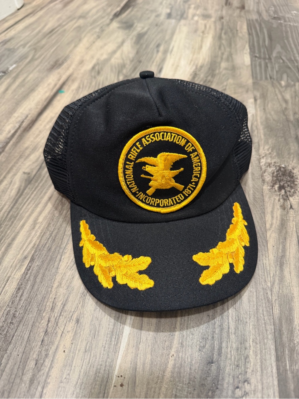 Black Trucker Cap with Yellow Embroidered captain style rifle association
